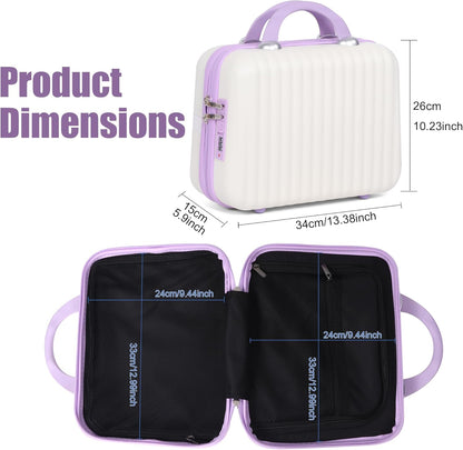 14 Inch Makeup Train Case with Lock Hard Shell Cosmetic Travel Case w Elastic Strap, ABS Portable Toiletry Bag for Toiletries Make up Storage Case Gift for Women Adult