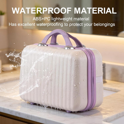 14 Inch Makeup Train Case with Lock Hard Shell Cosmetic Travel Case w Elastic Strap, ABS Portable Toiletry Bag for Toiletries Make up Storage Case Gift for Women Adult