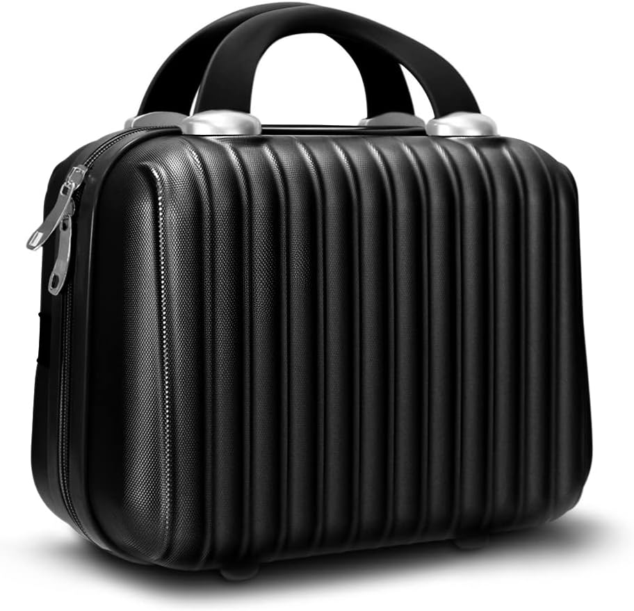 14 Inch Makeup Train Case with Lock Hard Shell Cosmetic Travel Case w Elastic Strap, ABS Portable Toiletry Bag for Toiletries Make up Storage Case Gift for Women Adult