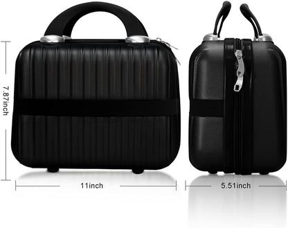 14 Inch Makeup Train Case with Lock Hard Shell Cosmetic Travel Case w Elastic Strap, ABS Portable Toiletry Bag for Toiletries Make up Storage Case Gift for Women Adult