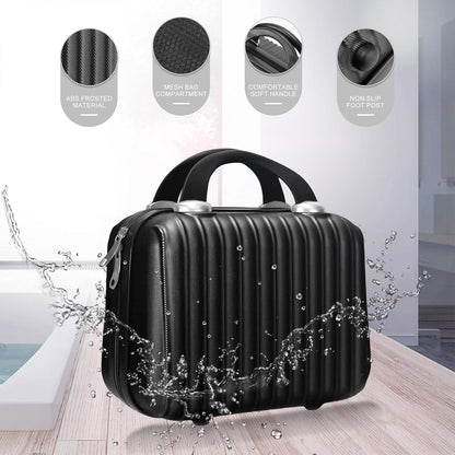 14 Inch Makeup Train Case with Lock Hard Shell Cosmetic Travel Case w Elastic Strap, ABS Portable Toiletry Bag for Toiletries Make up Storage Case Gift for Women Adult