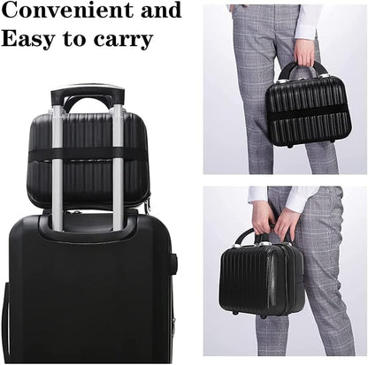 14 Inch Makeup Train Case with Lock Hard Shell Cosmetic Travel Case w Elastic Strap, ABS Portable Toiletry Bag for Toiletries Make up Storage Case Gift for Women Adult