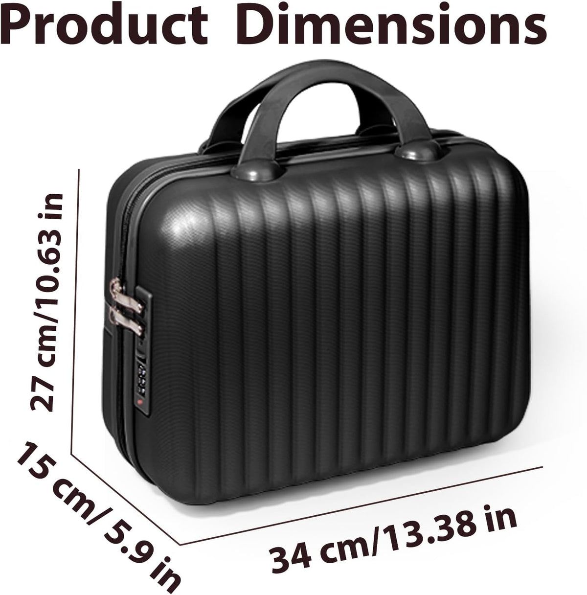 14 Inch Makeup Train Case with Lock Hard Shell Cosmetic Travel Case w Elastic Strap, ABS Portable Toiletry Bag for Toiletries Make up Storage Case Gift for Women Adult