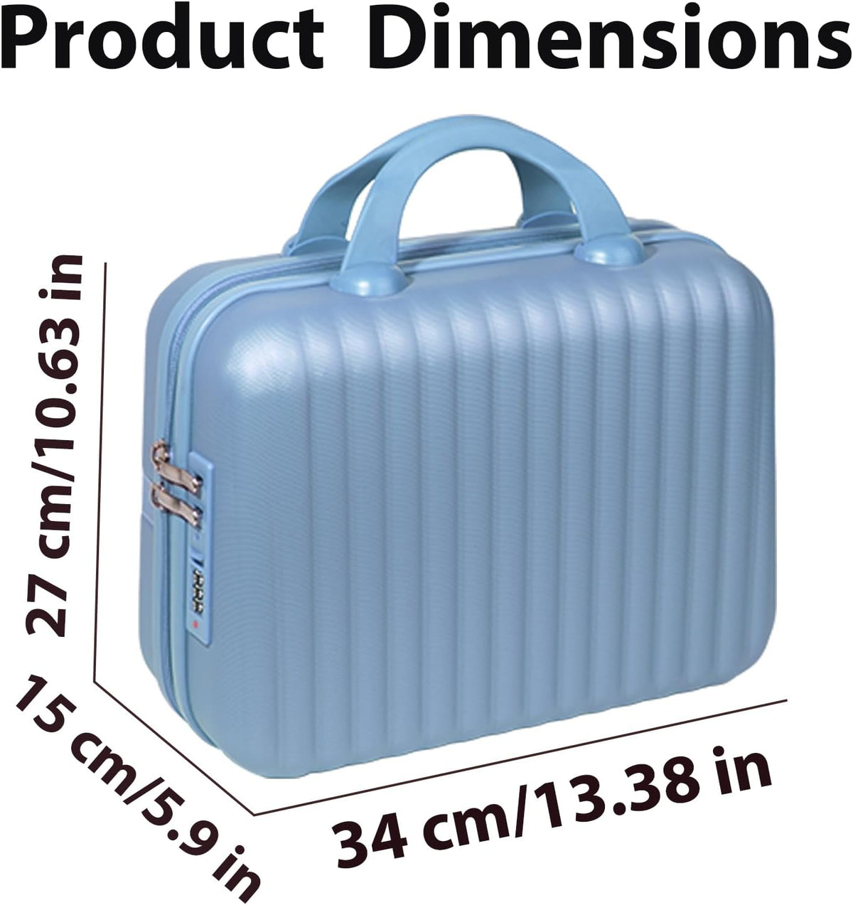 14 Inch Makeup Train Case with Lock Hard Shell Cosmetic Travel Case w Elastic Strap, ABS Portable Toiletry Bag for Toiletries Make up Storage Case Gift for Women Adult