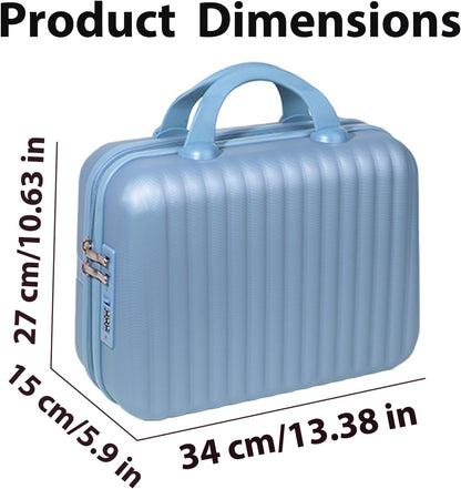 14 Inch Makeup Train Case with Lock Hard Shell Cosmetic Travel Case w Elastic Strap, ABS Portable Toiletry Bag for Toiletries Make up Storage Case Gift for Women Adult
