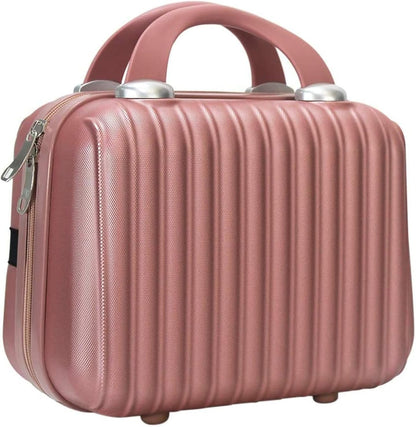 14 Inch Makeup Train Case with Lock Hard Shell Cosmetic Travel Case w Elastic Strap, ABS Portable Toiletry Bag for Toiletries Make up Storage Case Gift for Women Adult