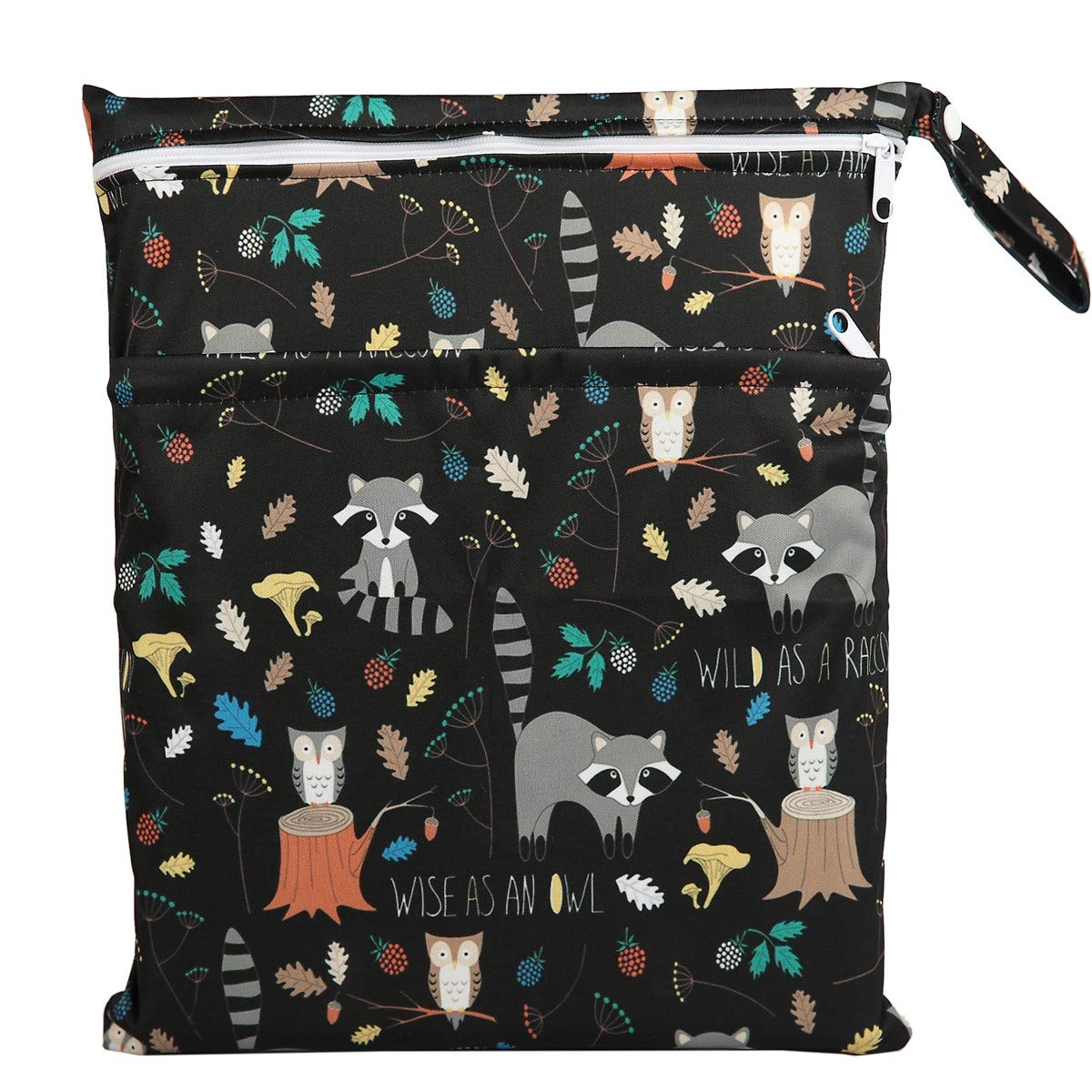 Wet Dry Bag Baby Cloth Diaper Nappy Insert Bag With Two Zippered Pockets Boys (Sharks)