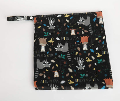 Wet Dry Bag Baby Cloth Diaper Nappy Insert Bag With Two Zippered Pockets Boys (Sharks)