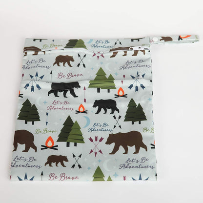 Wet Dry Bag Baby Cloth Diaper Nappy Insert Bag With Two Zippered Pockets Boys (Sharks)