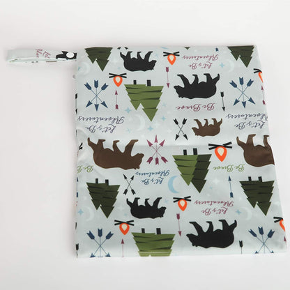 Wet Dry Bag Baby Cloth Diaper Nappy Insert Bag With Two Zippered Pockets Boys (Sharks)
