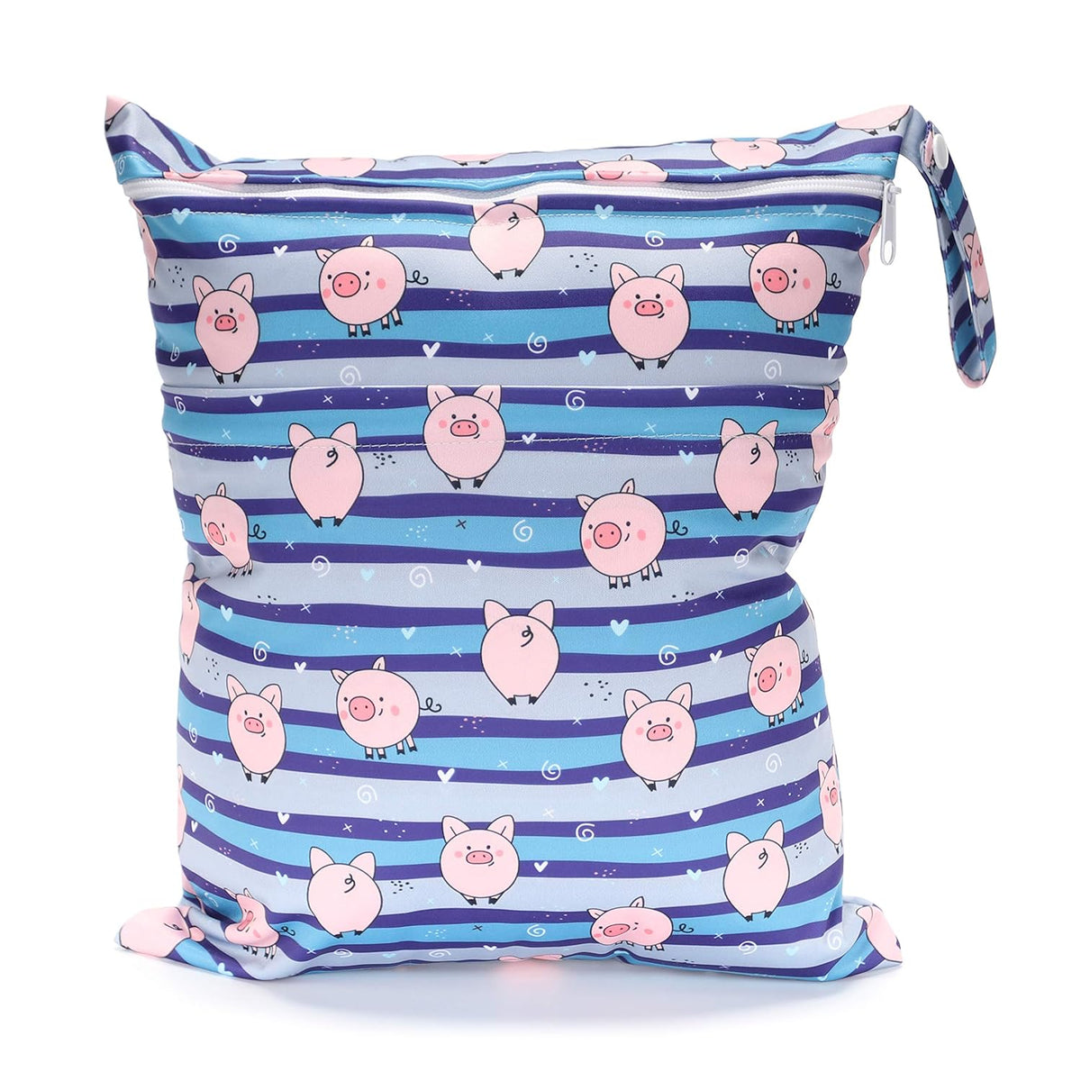 Wet Dry Bag Baby Cloth Diaper Nappy Insert Bag With Two Zippered Pockets Boys (Sharks)