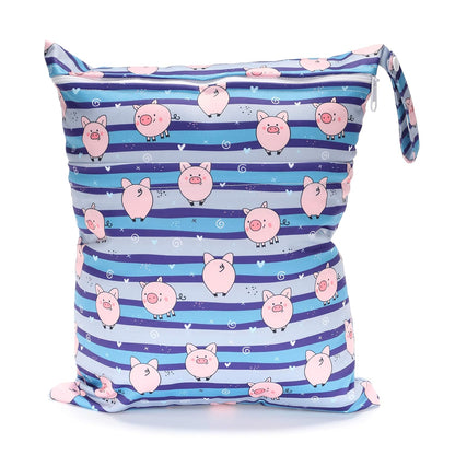 Wet Dry Bag Baby Cloth Diaper Nappy Insert Bag With Two Zippered Pockets Boys (Sharks)
