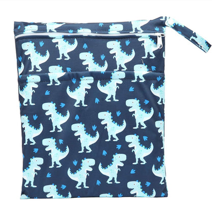 Wet Dry Bag Baby Cloth Diaper Nappy Insert Bag With Two Zippered Pockets Boys (Sharks)