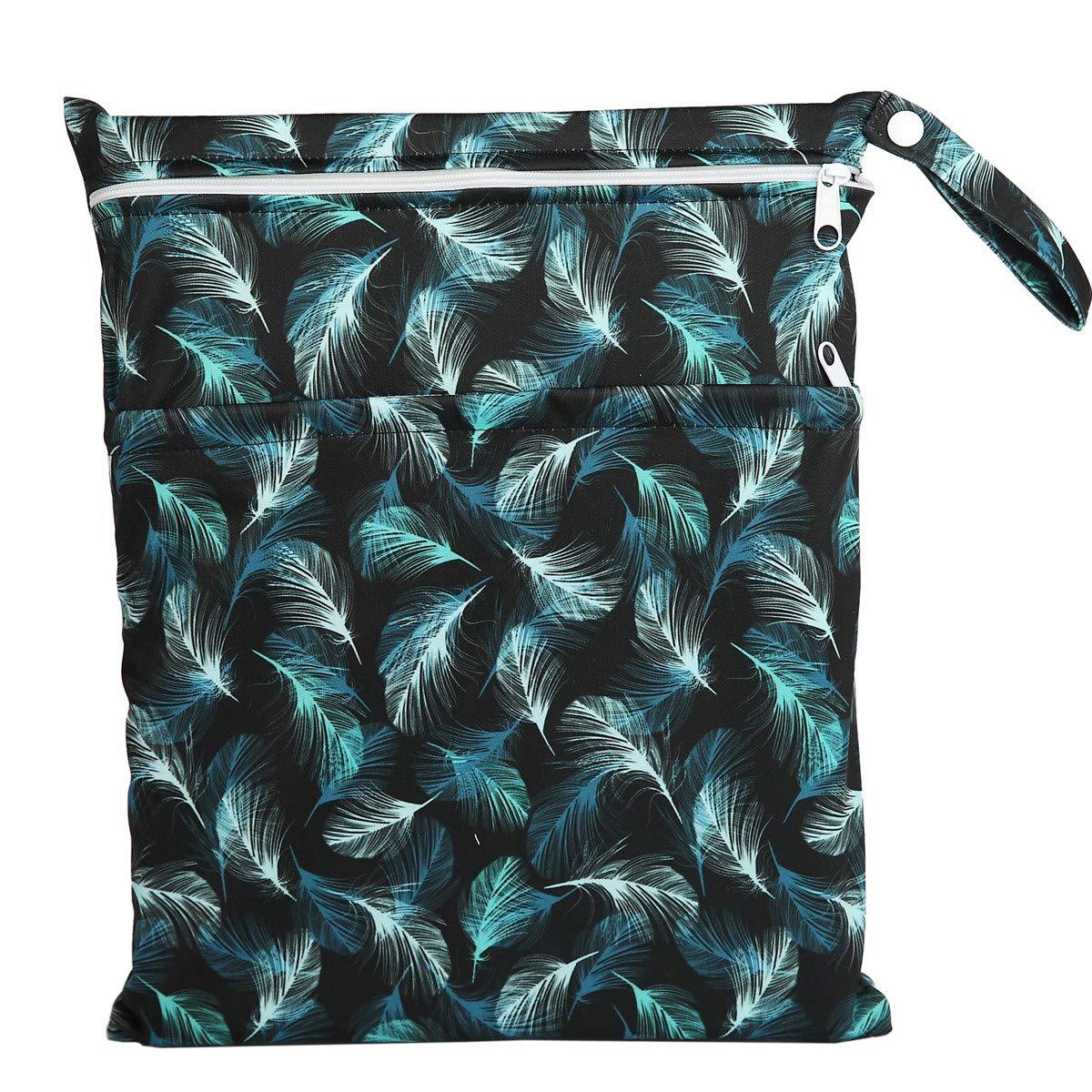 Wet Dry Bag Baby Cloth Diaper Nappy Insert Bag With Two Zippered Pockets Boys (Sharks)