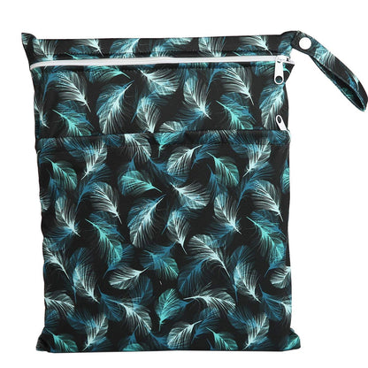 Wet Dry Bag Baby Cloth Diaper Nappy Insert Bag With Two Zippered Pockets Boys (Sharks)