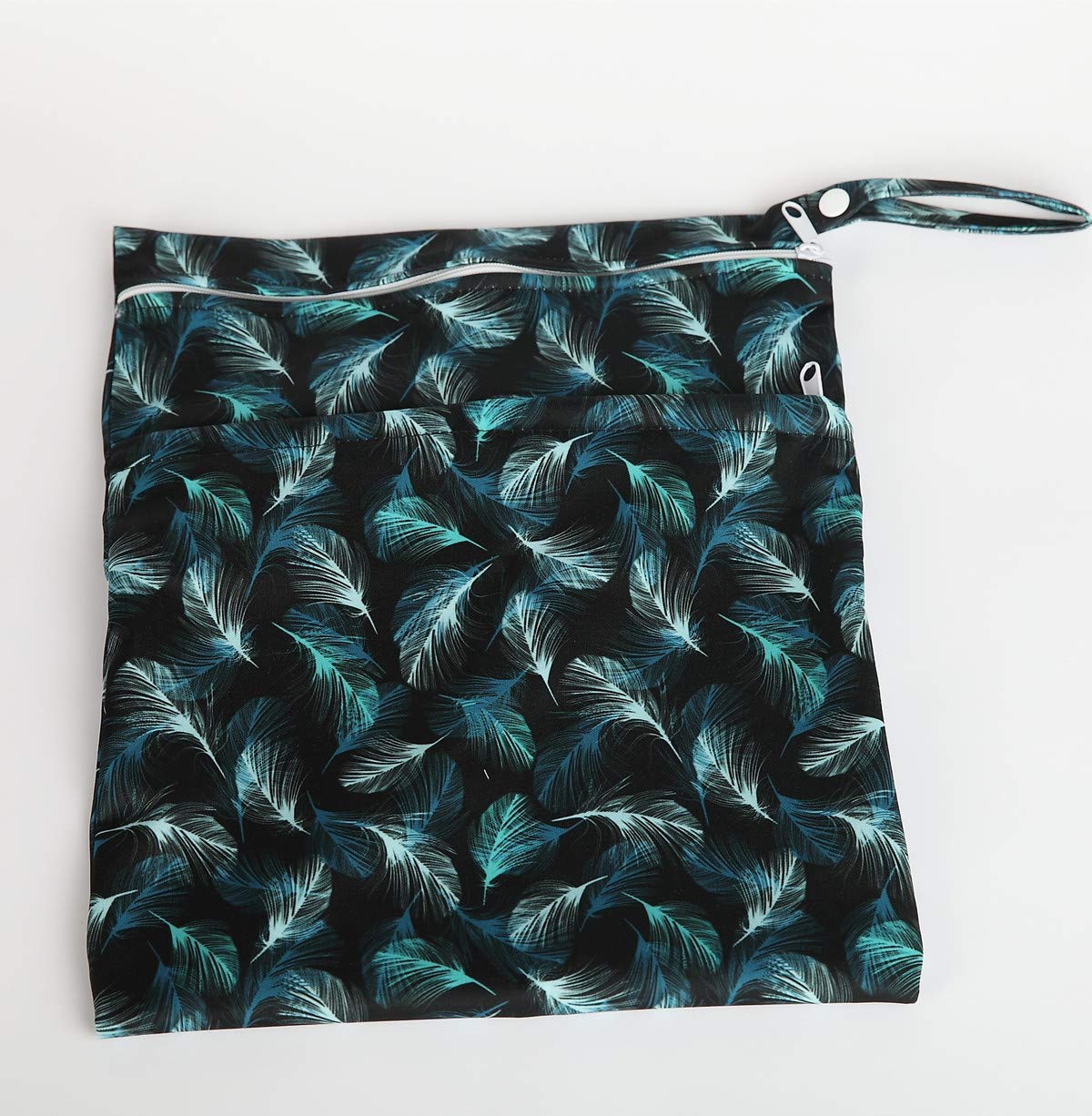 Wet Dry Bag Baby Cloth Diaper Nappy Insert Bag With Two Zippered Pockets Boys (Sharks)