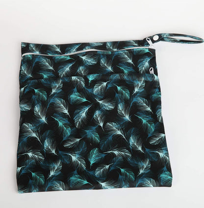 Wet Dry Bag Baby Cloth Diaper Nappy Insert Bag With Two Zippered Pockets Boys (Sharks)