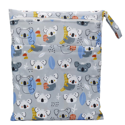 Wet Dry Bag Baby Cloth Diaper Nappy Insert Bag With Two Zippered Pockets Boys (Sharks)