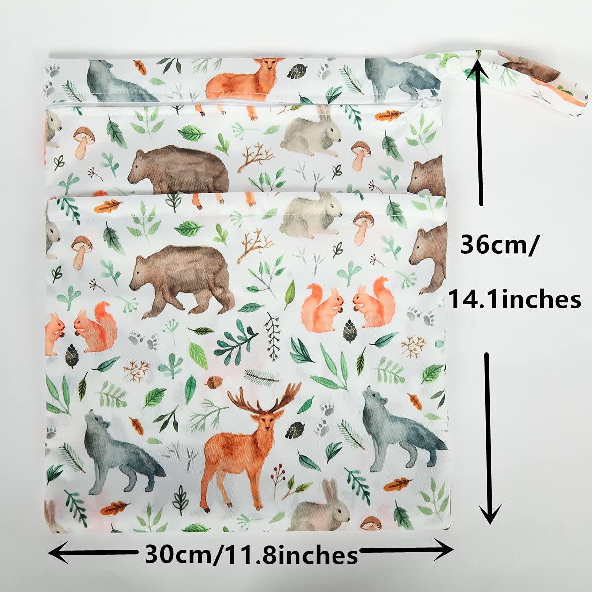 Wet Dry Bag Baby Cloth Diaper Nappy Insert Bag With Two Zippered Pockets Boys (Sharks)