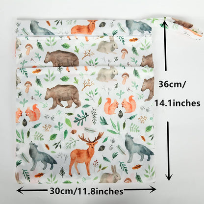 Wet Dry Bag Baby Cloth Diaper Nappy Insert Bag With Two Zippered Pockets Boys (Sharks)