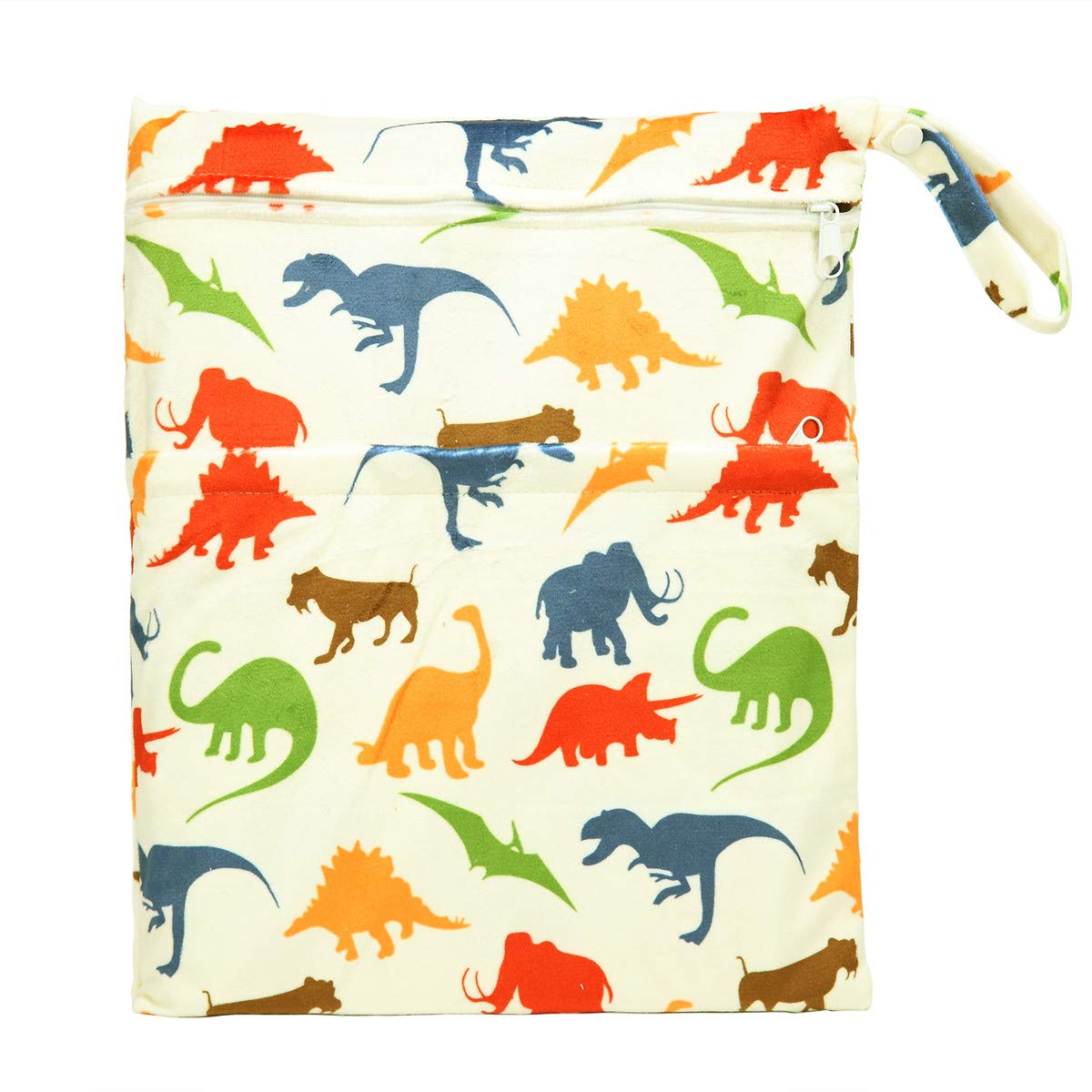 Wet Dry Bag Baby Cloth Diaper Nappy Insert Bag With Two Zippered Pockets Boys (Sharks)