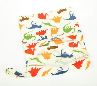 Wet Dry Bag Baby Cloth Diaper Nappy Insert Bag With Two Zippered Pockets Boys (Sharks)
