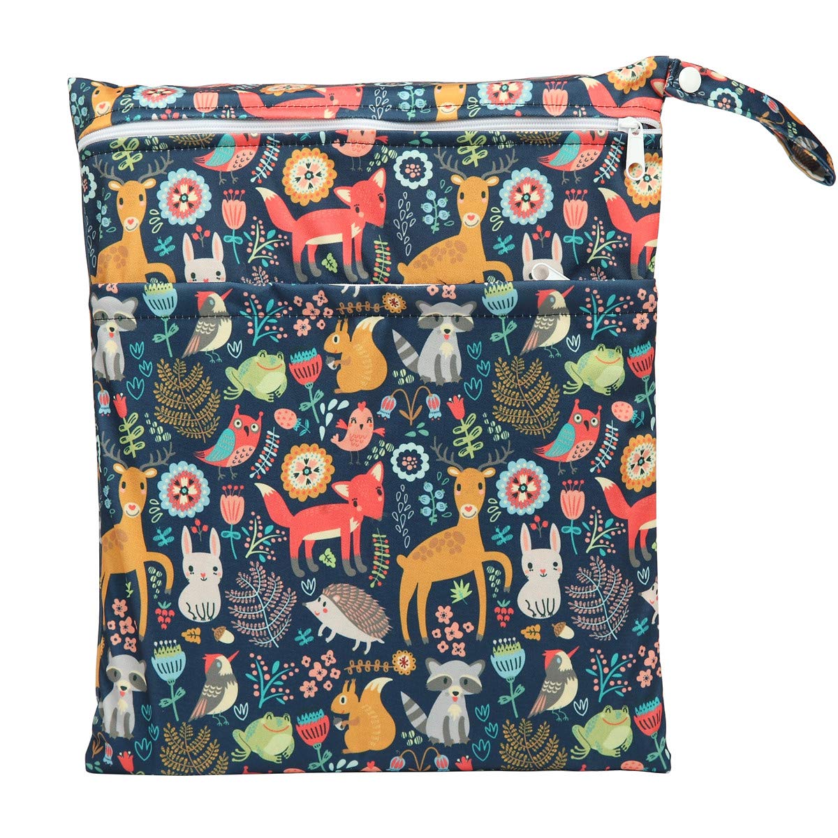 Wet Dry Bag Baby Cloth Diaper Nappy Insert Bag With Two Zippered Pockets Boys (Sharks)