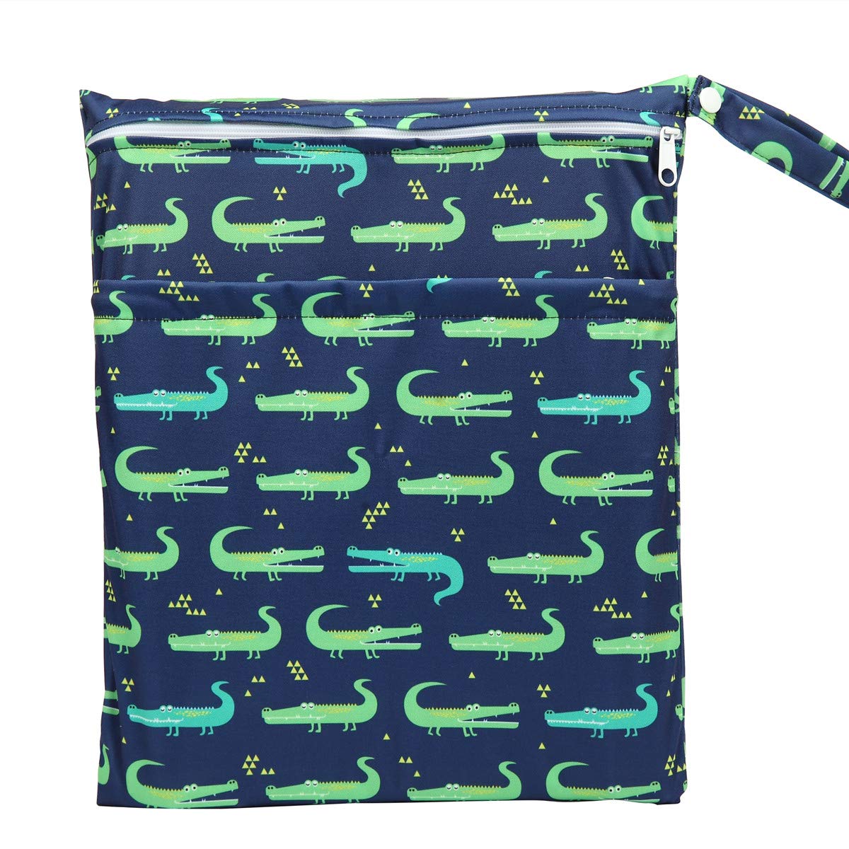Wet Dry Bag Baby Cloth Diaper Nappy Insert Bag With Two Zippered Pockets Boys (Sharks)