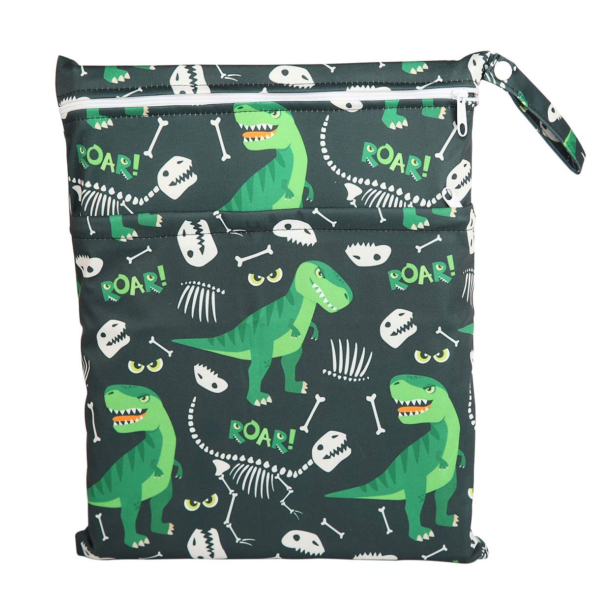 Wet Dry Bag Baby Cloth Diaper Nappy Insert Bag With Two Zippered Pockets Boys (Sharks)