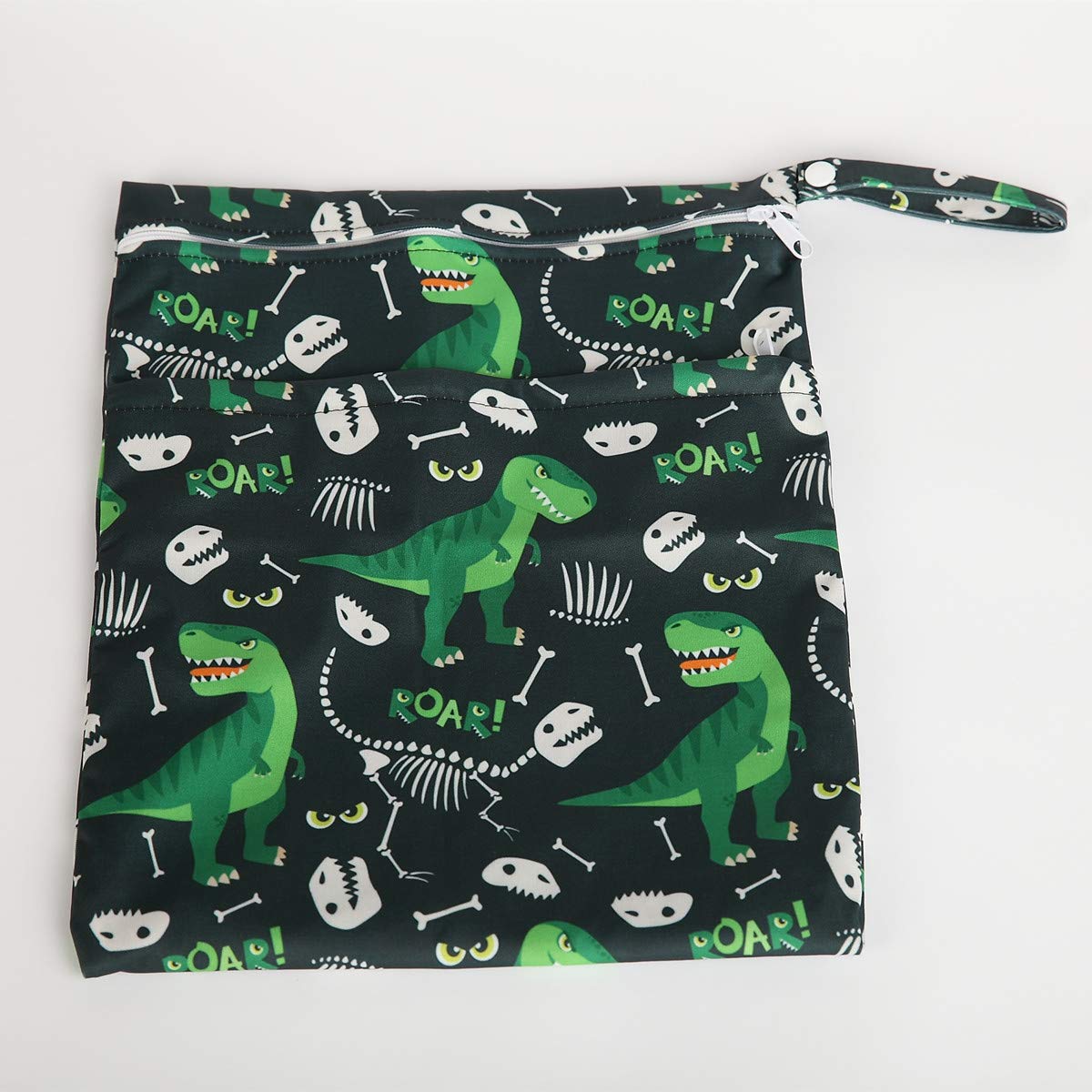 Wet Dry Bag Baby Cloth Diaper Nappy Insert Bag With Two Zippered Pockets Boys (Sharks)