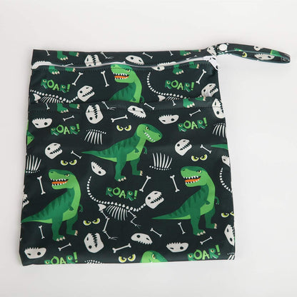 Wet Dry Bag Baby Cloth Diaper Nappy Insert Bag With Two Zippered Pockets Boys (Sharks)