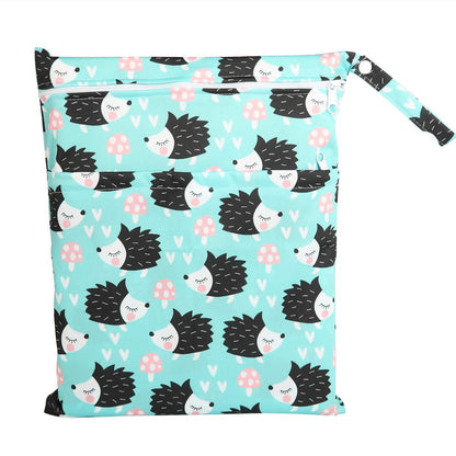 Wet Dry Bag Baby Cloth Diaper Nappy Insert Bag With Two Zippered Pockets Boys (Sharks)