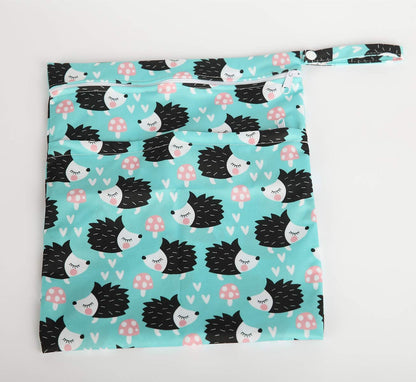 Wet Dry Bag Baby Cloth Diaper Nappy Insert Bag With Two Zippered Pockets Boys (Sharks)