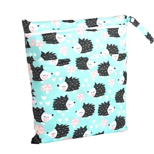 Wet Dry Bag Baby Cloth Diaper Nappy Insert Bag With Two Zippered Pockets Boys (Sharks)