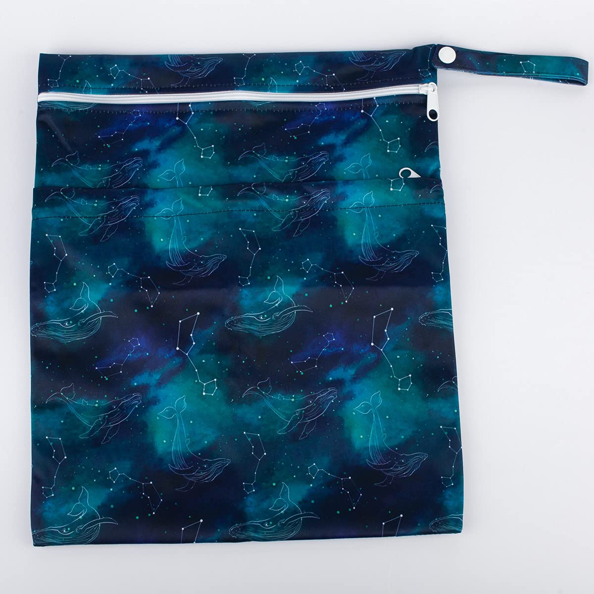 Wet Dry Bag Baby Cloth Diaper Nappy Insert Bag With Two Zippered Pockets Boys (Sharks)