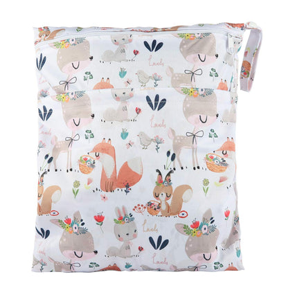 Wet Dry Bag Baby Cloth Diaper Nappy Insert Bag With Two Zippered Pockets Boys (Sharks)