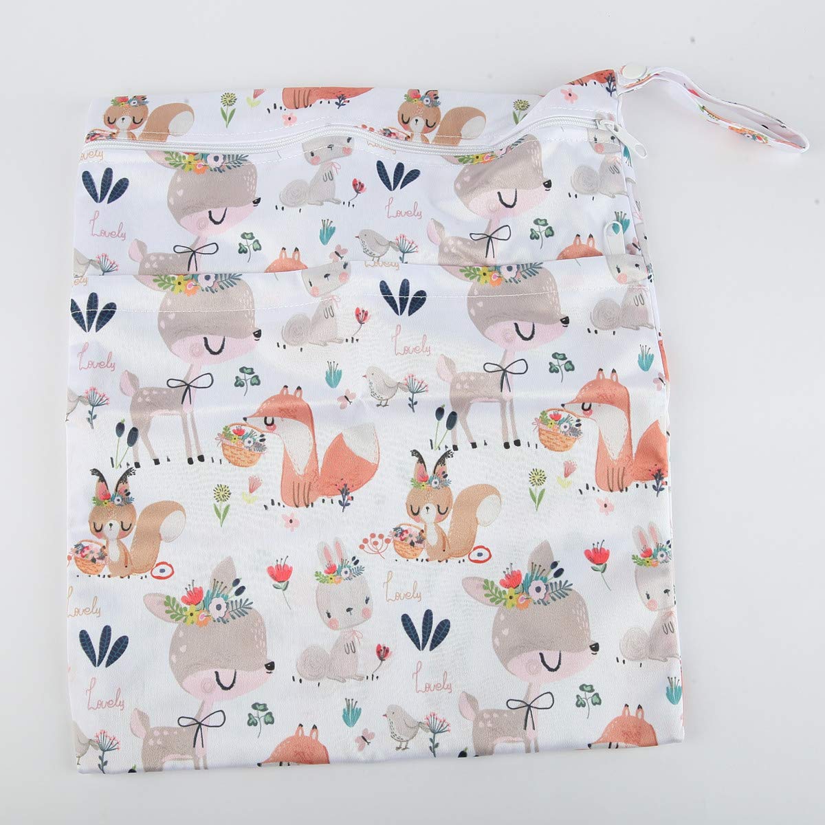 Wet Dry Bag Baby Cloth Diaper Nappy Insert Bag With Two Zippered Pockets Boys (Sharks)