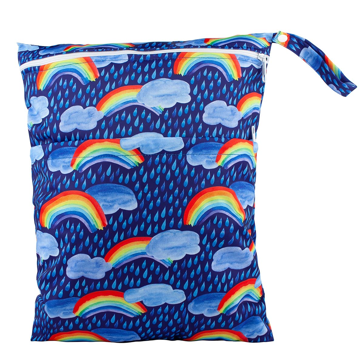 Wet Dry Bag Baby Cloth Diaper Nappy Insert Bag With Two Zippered Pockets Boys (Sharks)