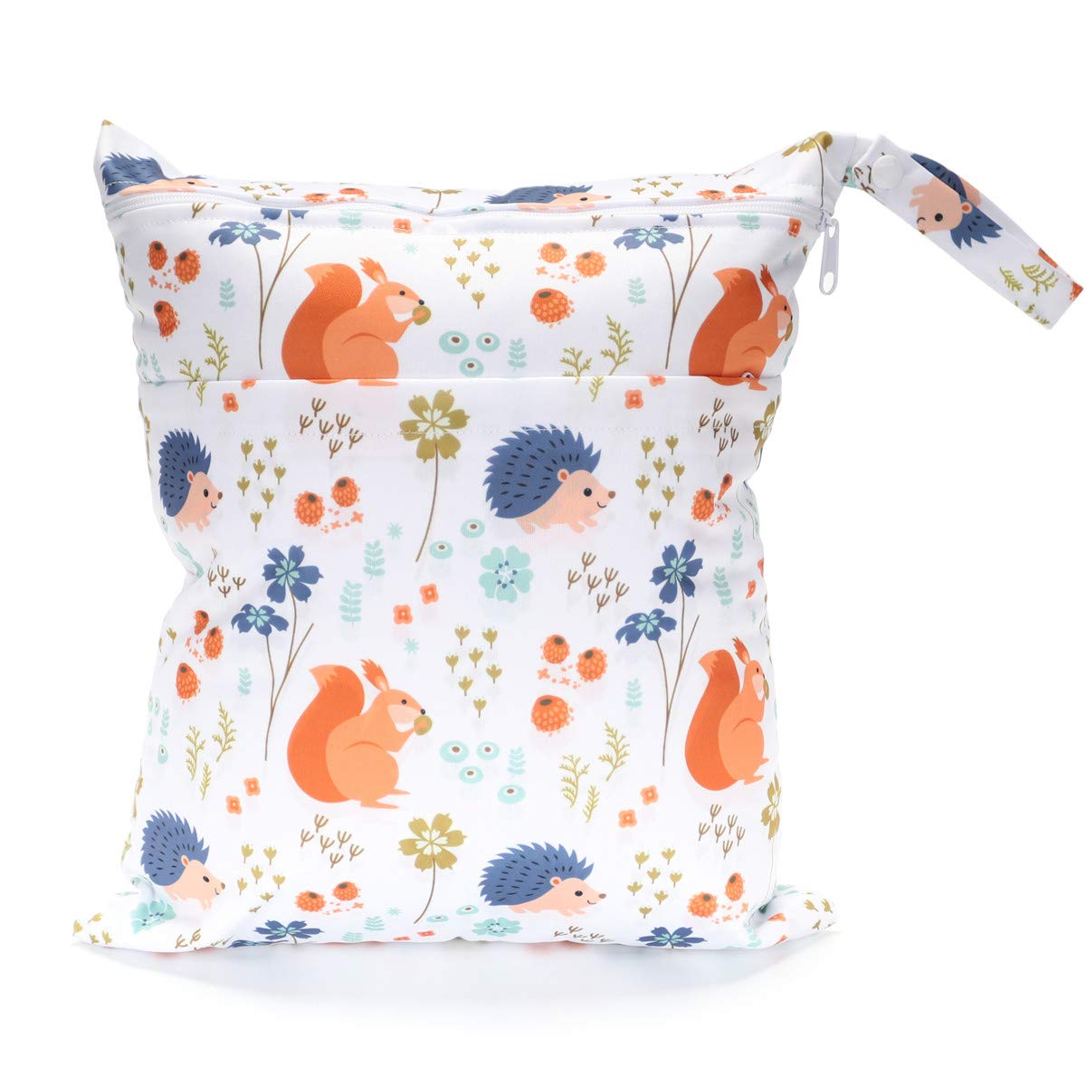 Wet Dry Bag Baby Cloth Diaper Nappy Insert Bag With Two Zippered Pockets Boys (Sharks)