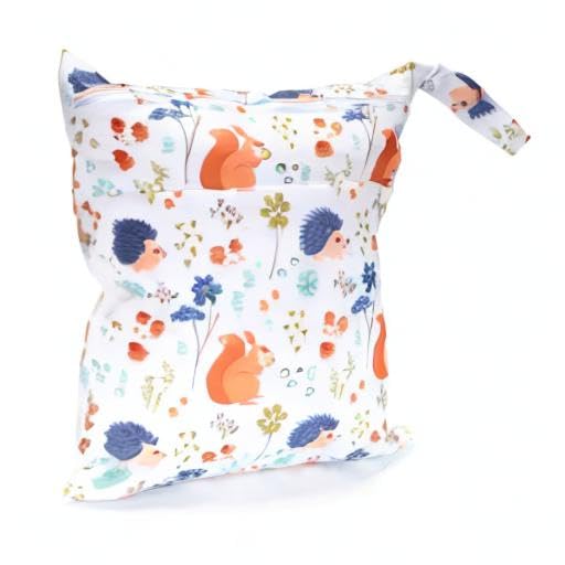 Wet Dry Bag Baby Cloth Diaper Nappy Insert Bag With Two Zippered Pockets Boys (Sharks)