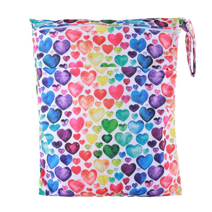 Wet Dry Bag Baby Cloth Diaper Nappy Insert Bag With Two Zippered Pockets Boys (Sharks)