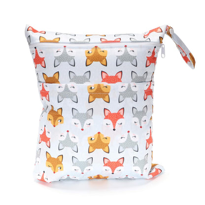 Wet Dry Bag Baby Cloth Diaper Nappy Insert Bag With Two Zippered Pockets Boys (Sharks)
