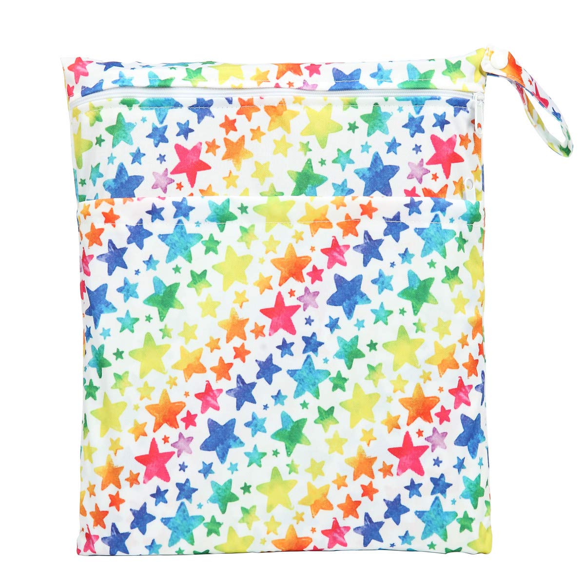 Wet Dry Bag Baby Cloth Diaper Nappy Insert Bag With Two Zippered Pockets Boys (Sharks)