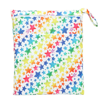 Wet Dry Bag Baby Cloth Diaper Nappy Insert Bag With Two Zippered Pockets Boys (Sharks)