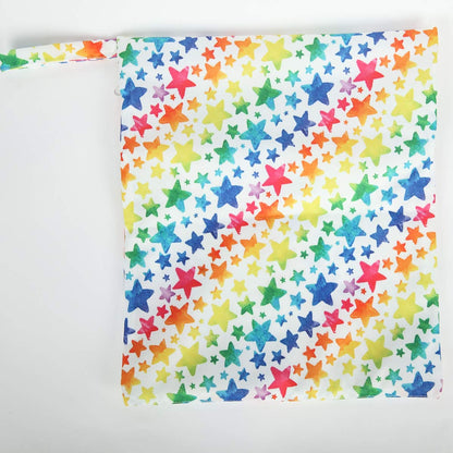 Wet Dry Bag Baby Cloth Diaper Nappy Insert Bag With Two Zippered Pockets Boys (Sharks)
