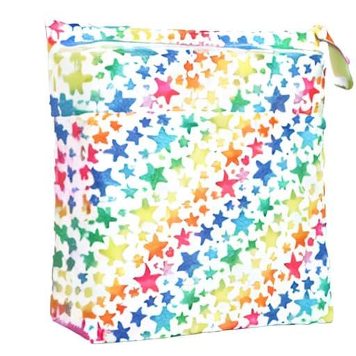 Wet Dry Bag Baby Cloth Diaper Nappy Insert Bag With Two Zippered Pockets Boys (Sharks)
