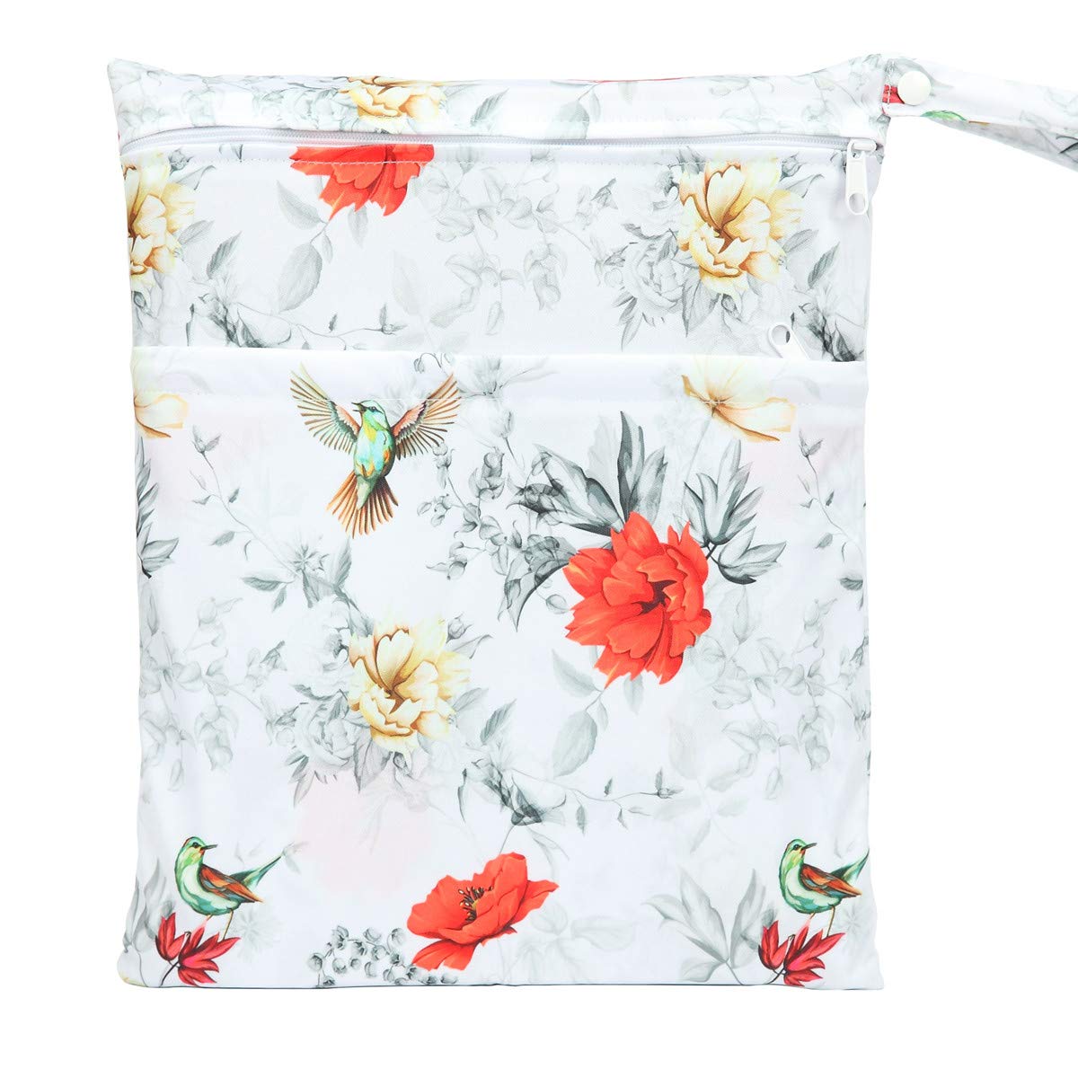 Wet Dry Bag Baby Cloth Diaper Nappy Insert Bag With Two Zippered Pockets Boys (Sharks)