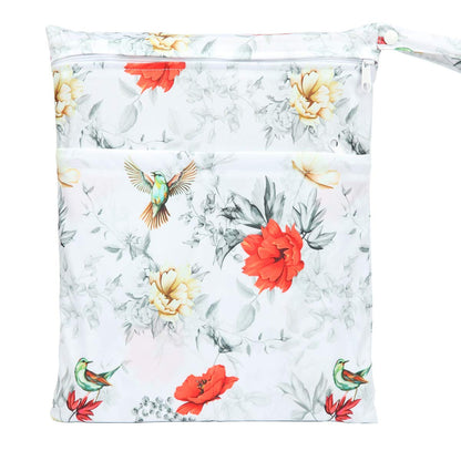 Wet Dry Bag Baby Cloth Diaper Nappy Insert Bag With Two Zippered Pockets Boys (Sharks)