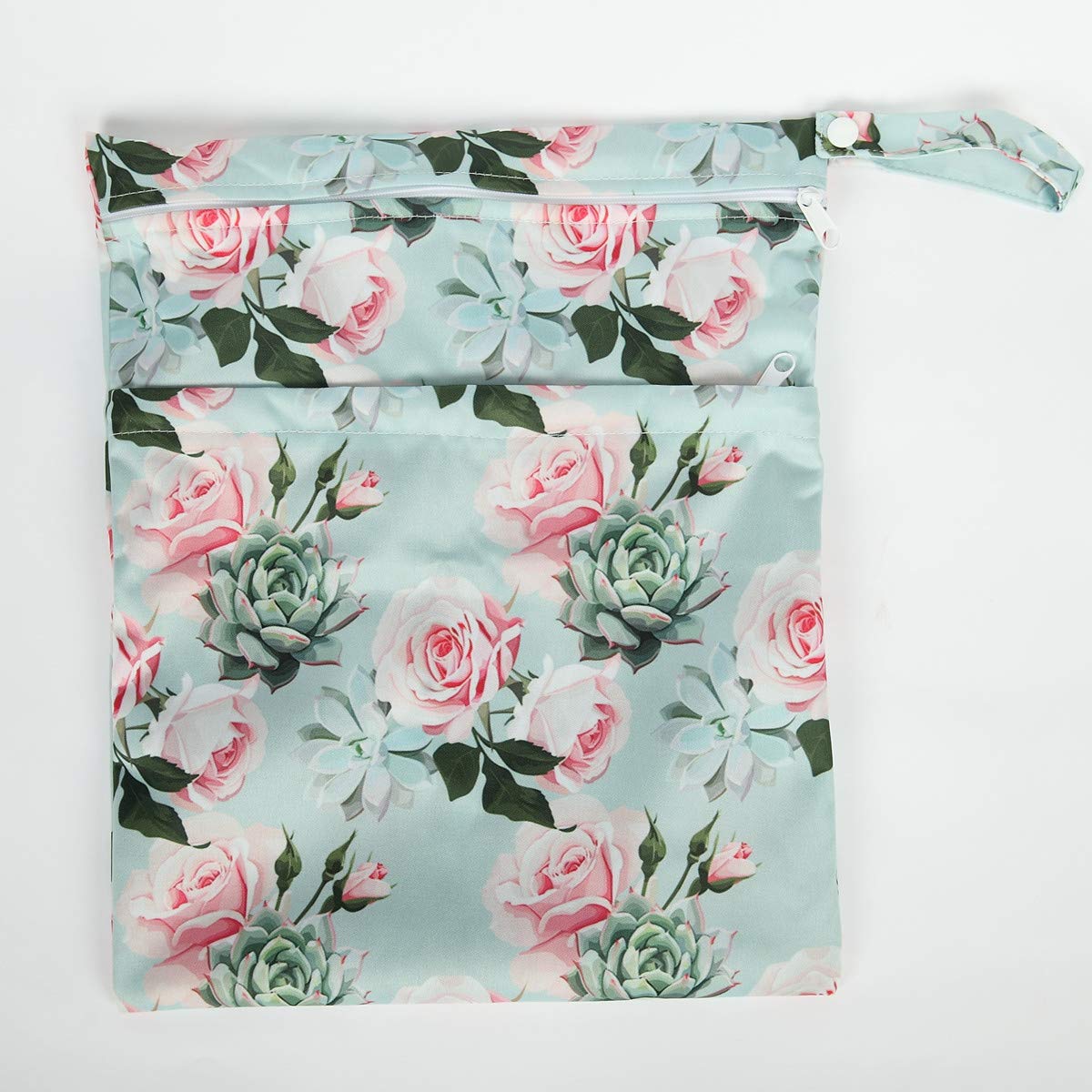 Wet Dry Bag Baby Cloth Diaper Nappy Insert Bag With Two Zippered Pockets Boys (Sharks)