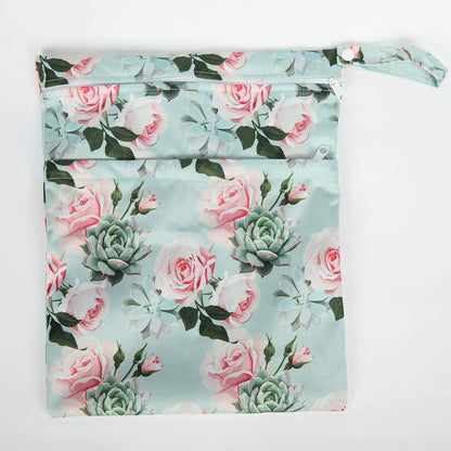 Wet Dry Bag Baby Cloth Diaper Nappy Insert Bag With Two Zippered Pockets Boys (Sharks)